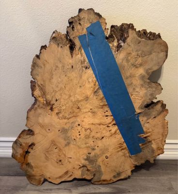 Live Edge Burl Wood Slab 30” L x  26” W x 2” Thick