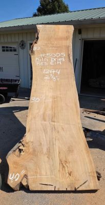 Kiln Dried Red Elm Slabs featuring a Bold Grain, with Rich Honey-Amber and Reddish-Brown deep tones!