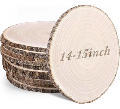 10 Pack Large Wood Slices for Centerpieces, 14-15 Inch Round Unfinished Wooden Slabs