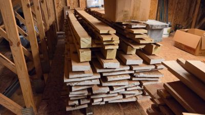 Rough cut white oak, rough cut red oak