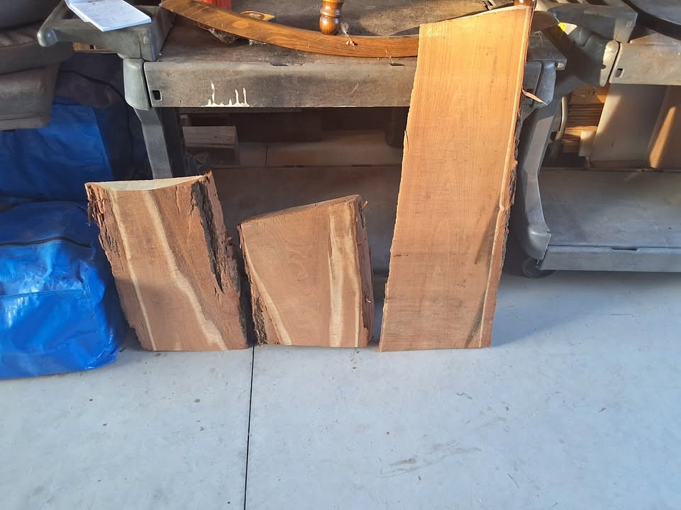 3 Rough Cut Live Edge Black Locust Wood Lumber Slabs - Image 1