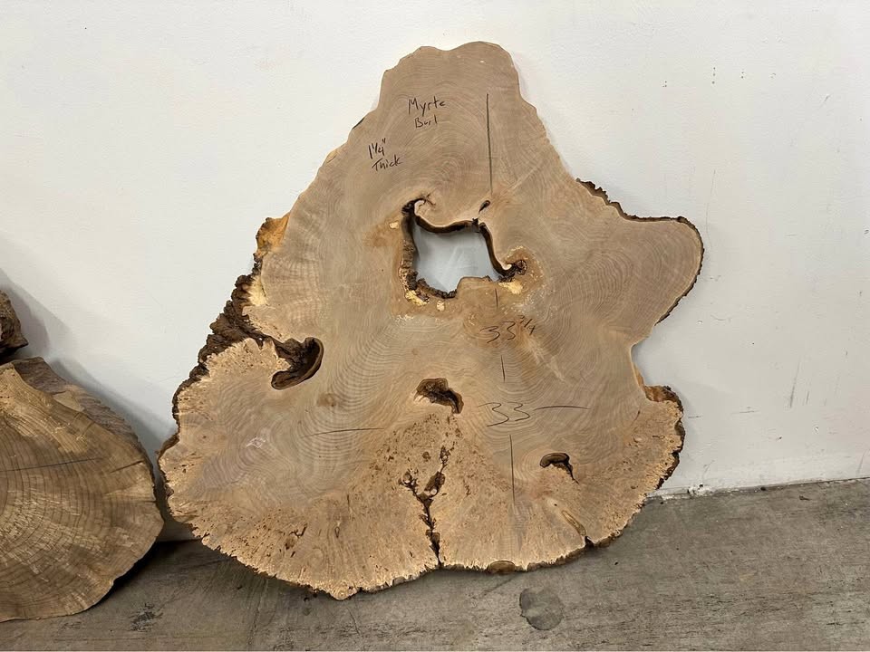 Myrtle Wood Figured & Burl slabs & Slices - Image 1